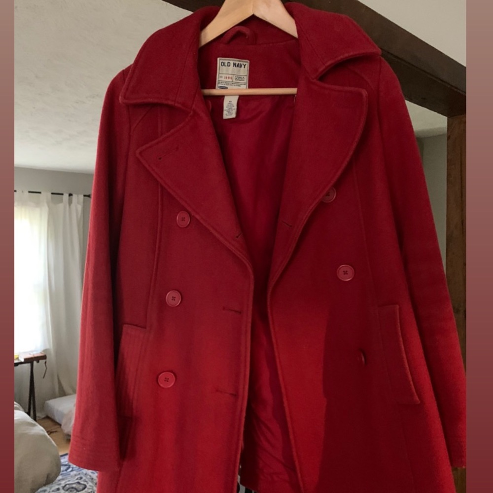 ON wool vintage red pea coat